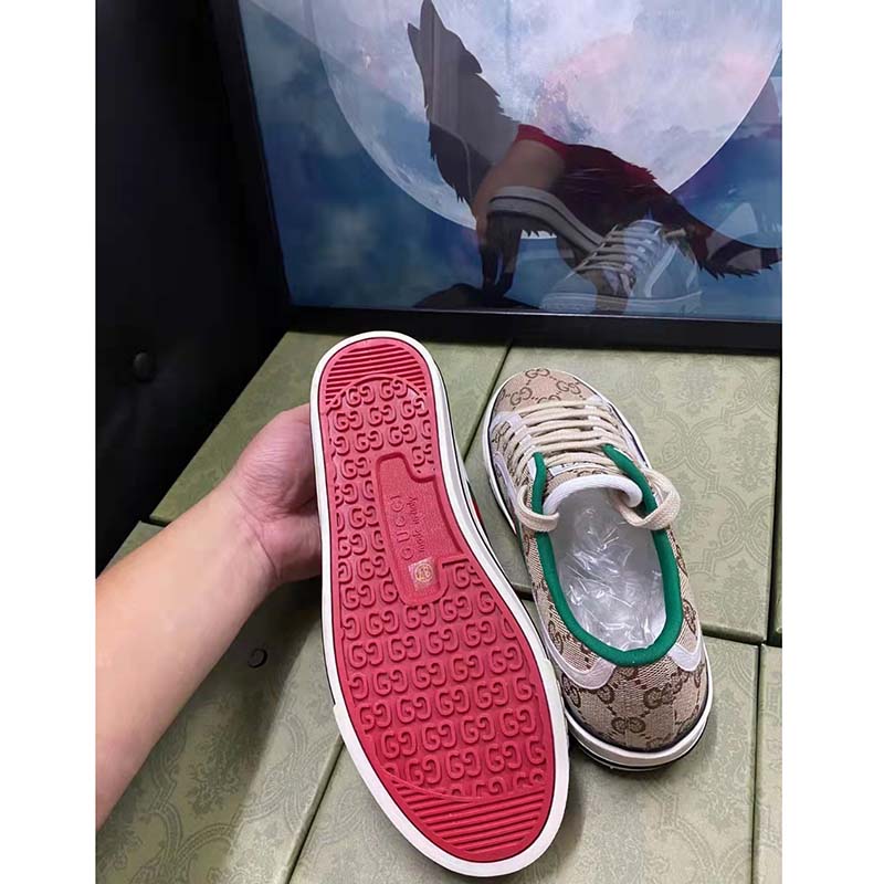 Gucci Unisex GG Gucci Tennis 1977 Sneaker Beige Ebony Original Canvas