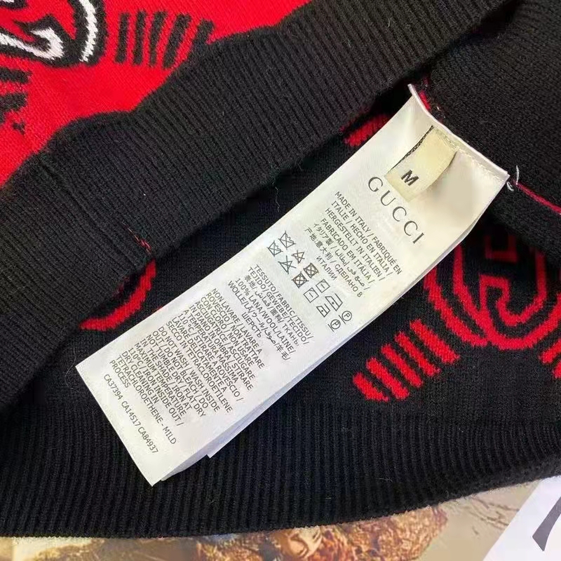 Gucci Women GG Reversible Interlocking G Wool Sweater Crewneck Short Sleeves