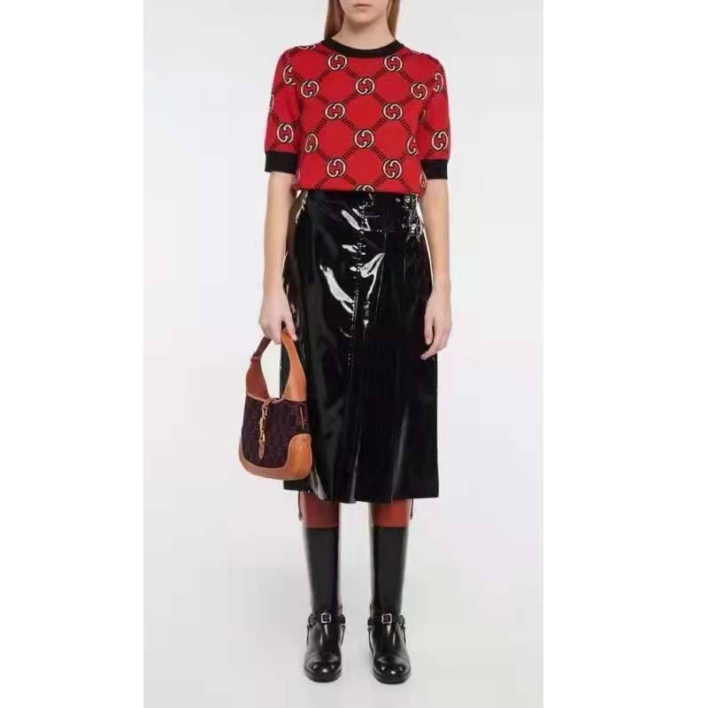 Gucci Women GG Reversible Interlocking G Wool Sweater Crewneck Short Sleeves