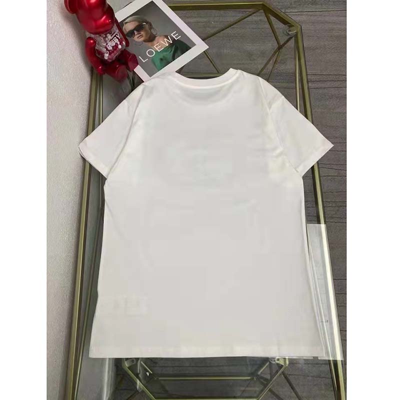 Gucci Men GG Tiger Interlocking G T-Shirt White Cotton Jersey Flower Crewneck Oversize Fit
