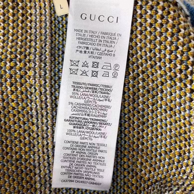 Gucci Women KAI x Gucci GG Jacquard Jumper Dark Blue Teddy Bear Wool Cotton Blend Crewneck