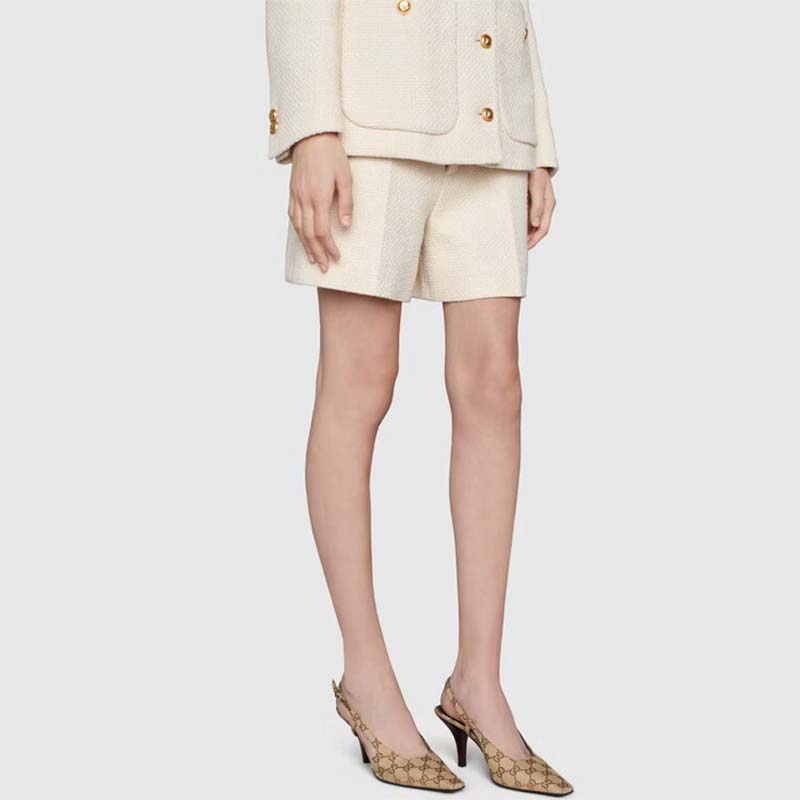 Gucci Women’s GG Slingback Pump Beige Ebony Original GG Canvas 7.5 cm Heel