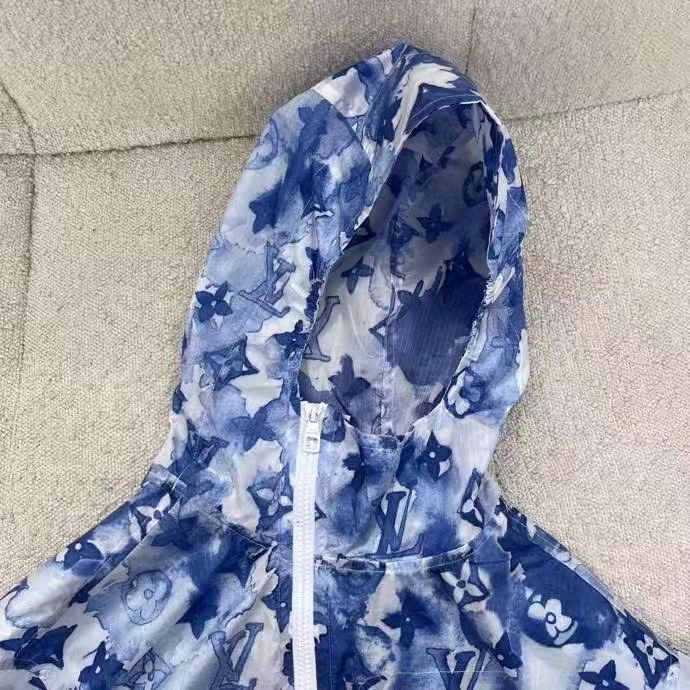 Louis Vuitton LV Women Blue Watercolor Windbreaker 100% Polyamide Indigo Regular Fit