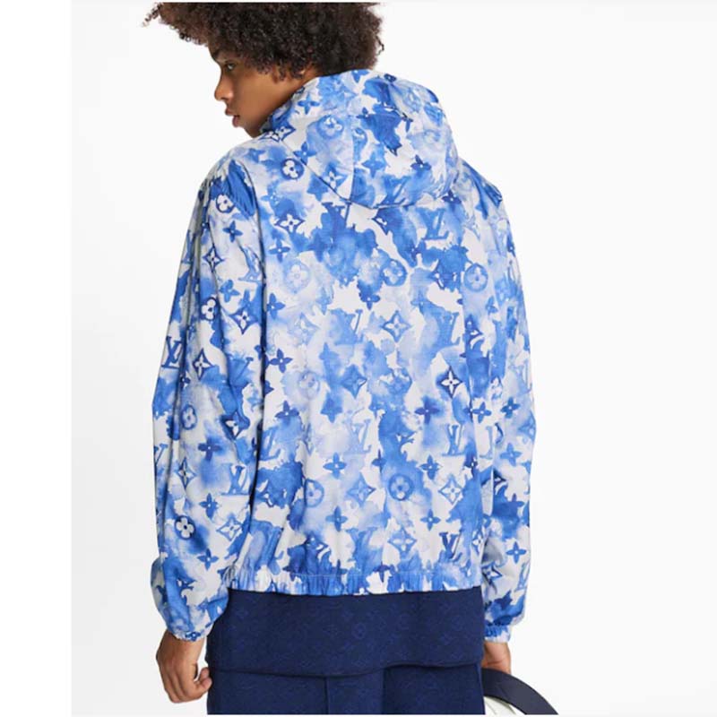 Louis Vuitton LV Men Blue Watercolor Windbreaker 100% Polyamide Indigo Regular Fit