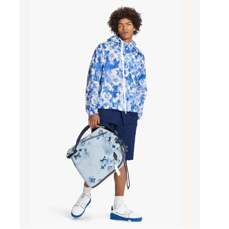 Louis Vuitton LV Men Blue Watercolor Windbreaker 100% Polyamide Indigo Regular Fit