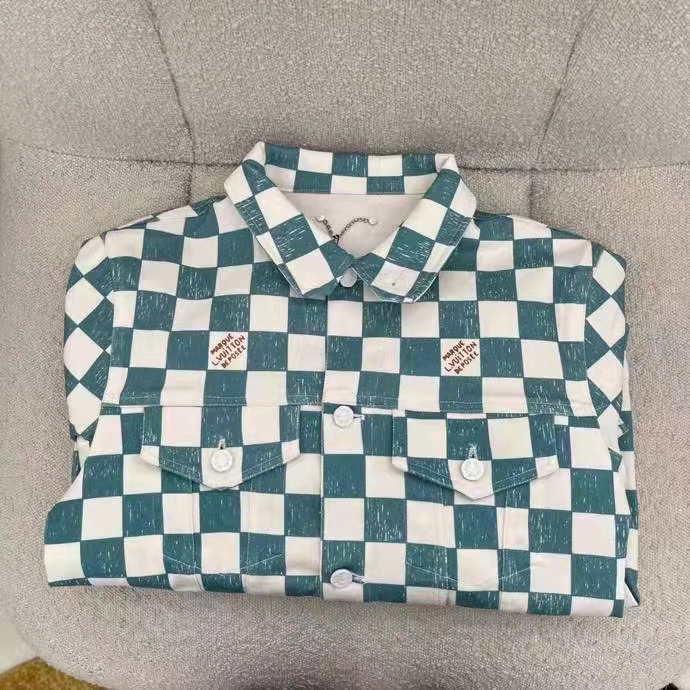 Louis Vuitton LV Women Damier Denim Trunker Jacket Ocean Cotton Regular Fit