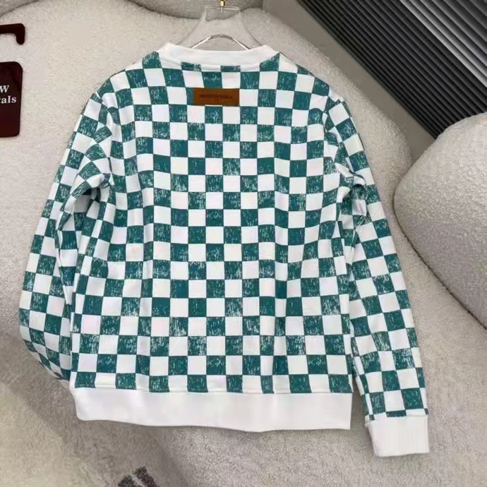 Louis Vuitton LV Men Damier Printed Crewneck Cotton Ocean Classic Sweatshirt Shape