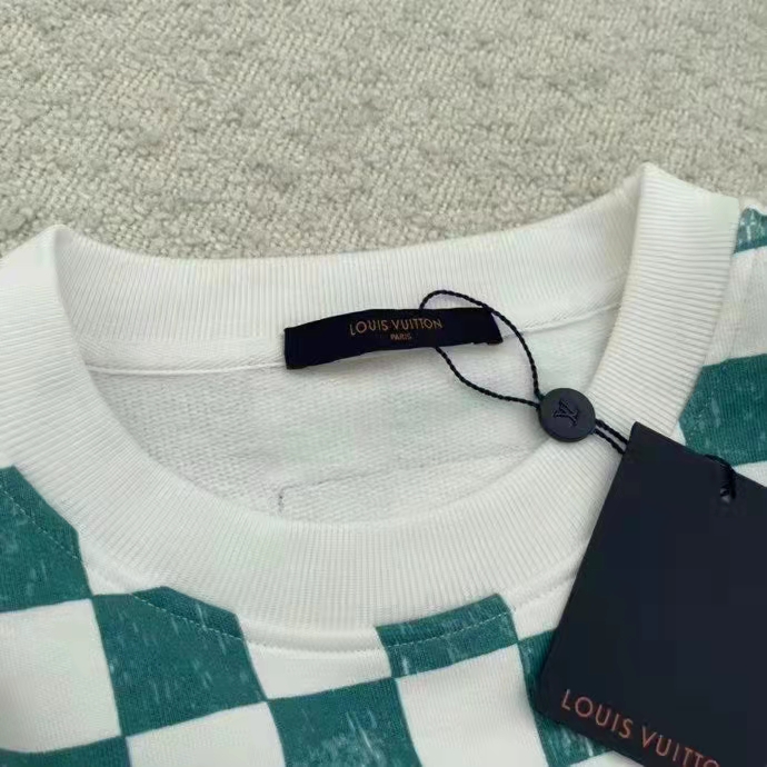 Louis Vuitton LV Men Damier Printed Crewneck Cotton Ocean Classic Sweatshirt Shape