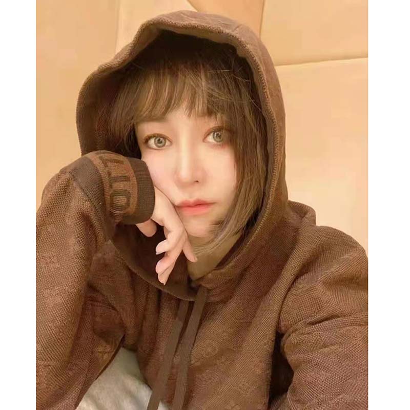 Louis Vuitton LV Women Monogram Hoodie Wool Polyester Brown Slightly Loose Fit