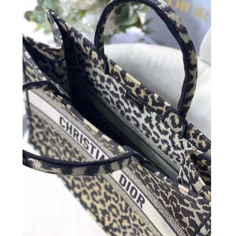 Dior Unisex CD Large Dior Book Tote Beige Multicolor Mizza Embroidery