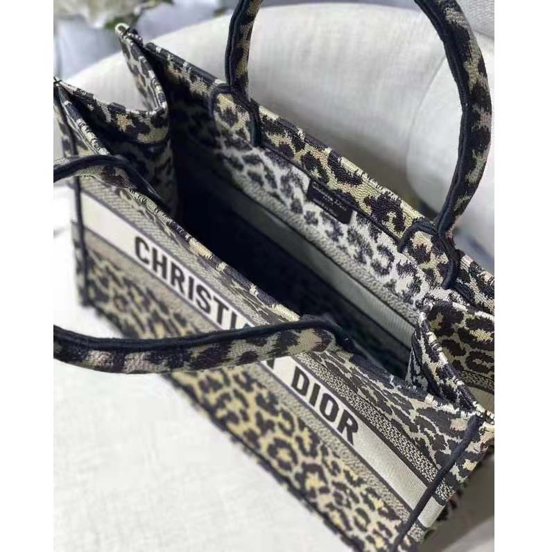 Dior Unisex CD Medium Dior Book Tote Beige Multicolor Mizza Embroidery