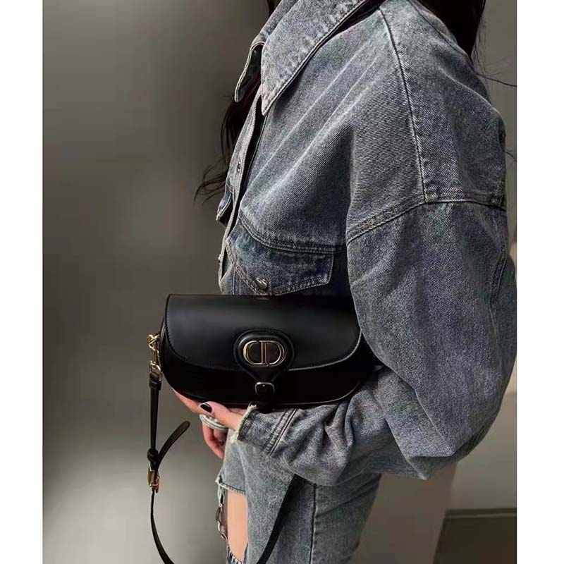 Dior Women CD Dior Bobby East-West Bag Black Box Calfskin