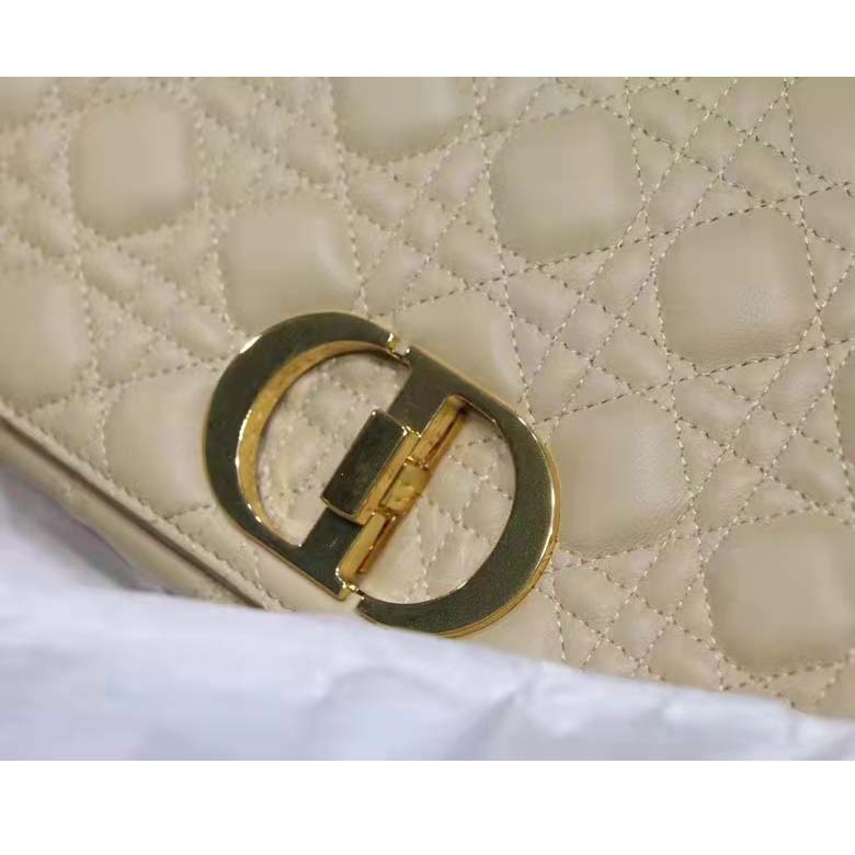 Dior Women CD Large Dior Caro Bag Beige Supple Cannage Calfskin