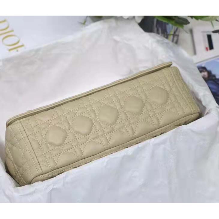 Dior Women CD Large Dior Caro Bag Beige Supple Cannage Calfskin