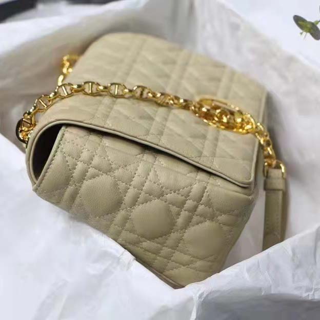 Dior Women CD Large Dior Caro Bag Beige Supple Cannage Calfskin