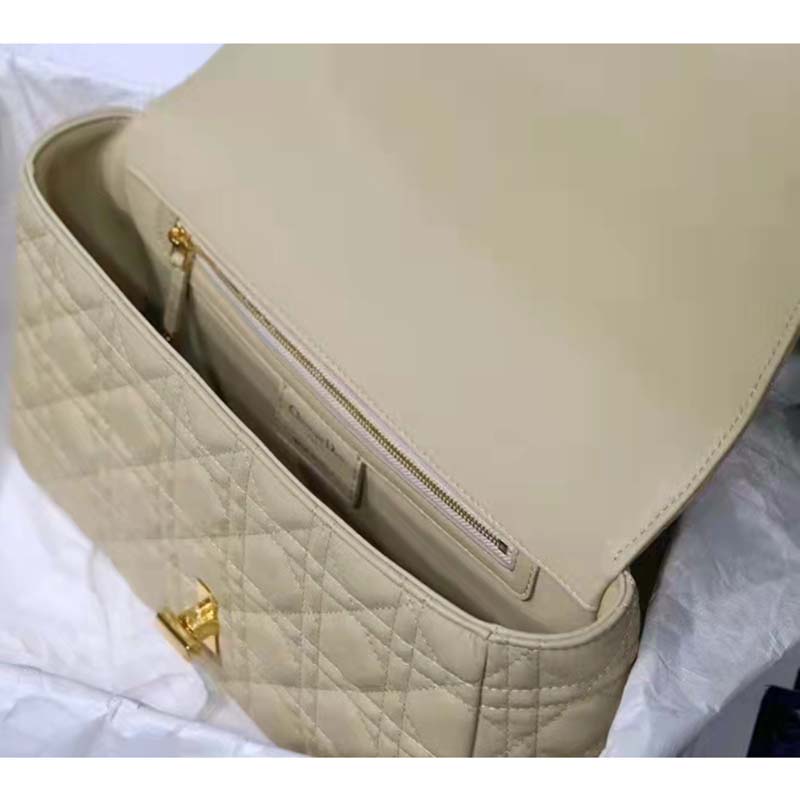 Dior Women CD Large Dior Caro Bag Beige Supple Cannage Calfskin