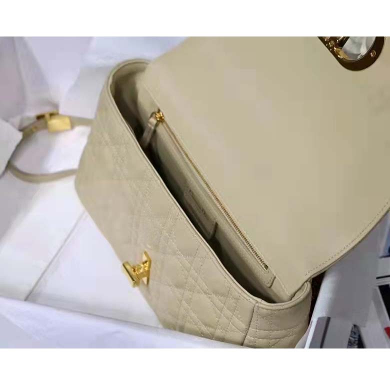 Dior Women CD Medium Dior Caro Bag Beige Supple Cannage Calfskin