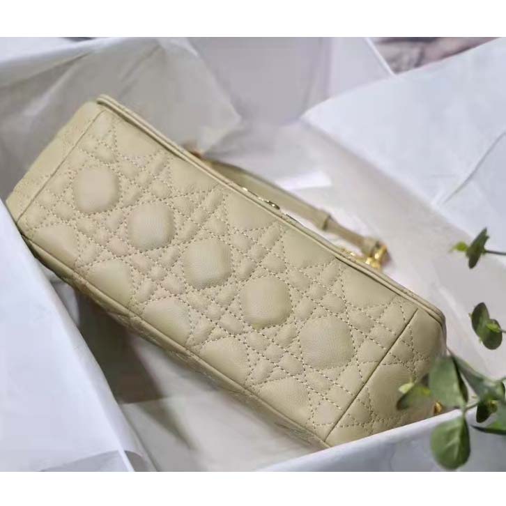 Dior Women CD Medium Dior Caro Bag Beige Supple Cannage Calfskin
