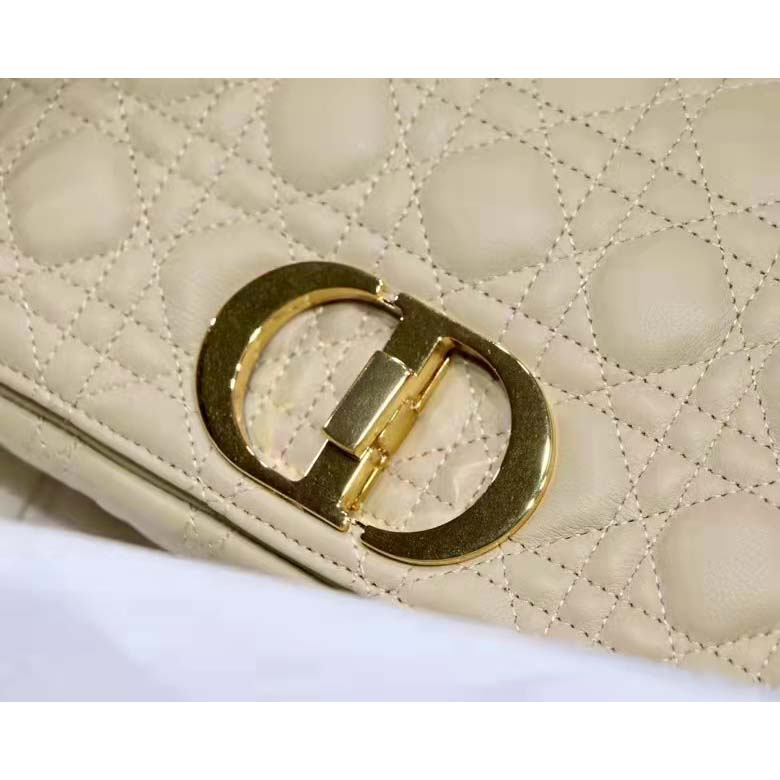 Dior Women CD Medium Dior Caro Bag Beige Supple Cannage Calfskin