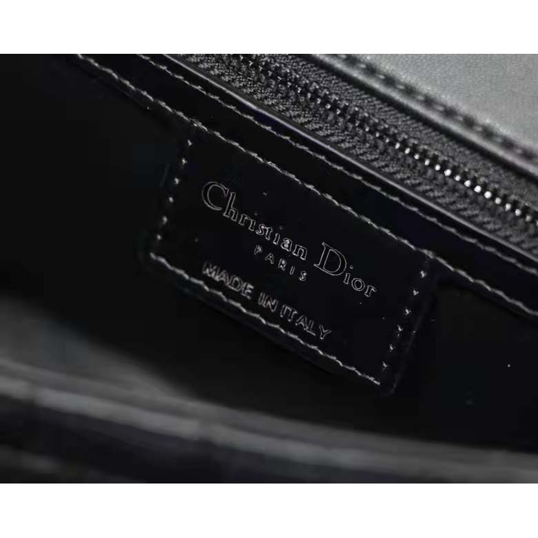 Dior Women CD Medium Dior Caro Bag Black Quilted Macrocannage Calfskin