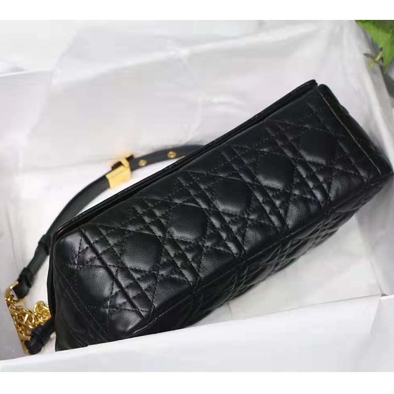 Dior Women CD Medium Dior Caro Bag Black Supple Cannage Calfskin