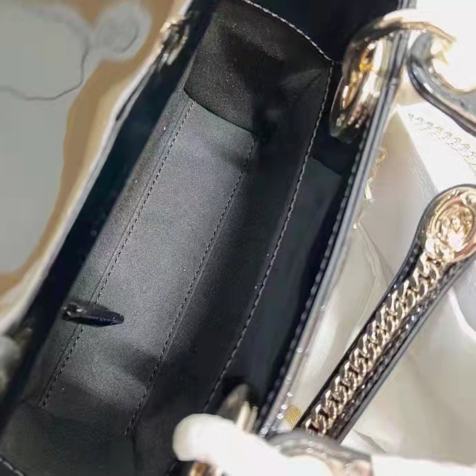 Dior Women CD Mini Lady Dior Bag Black Patent Cannage Calfskin