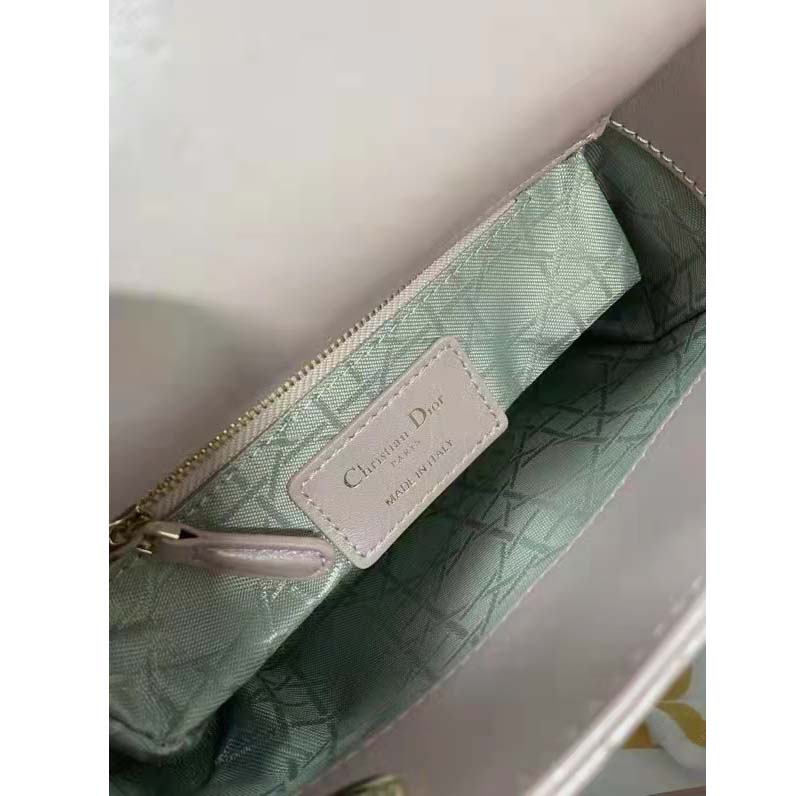 Dior Women CD Mini Lady Dior Bag Lotus Pearlescent Cannage Lambskin