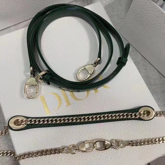 Dior Women CD Mini Lady Dior Bag Pine Green Patent Cannage Calfskin
