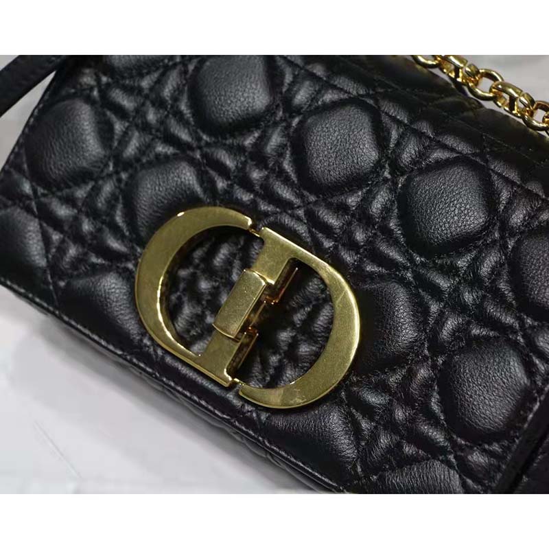 Dior Women CD Small Dior Caro Bag Black Supple Cannage Calfskin