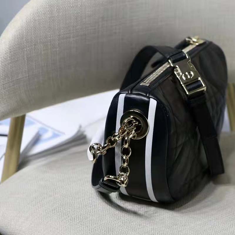 Dior Women CD Small Dior Vibe Hobo Bag Black Cannage Lambskin