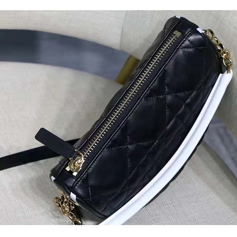 Dior Women CD Small Dior Vibe Hobo Bag Black Cannage Lambskin