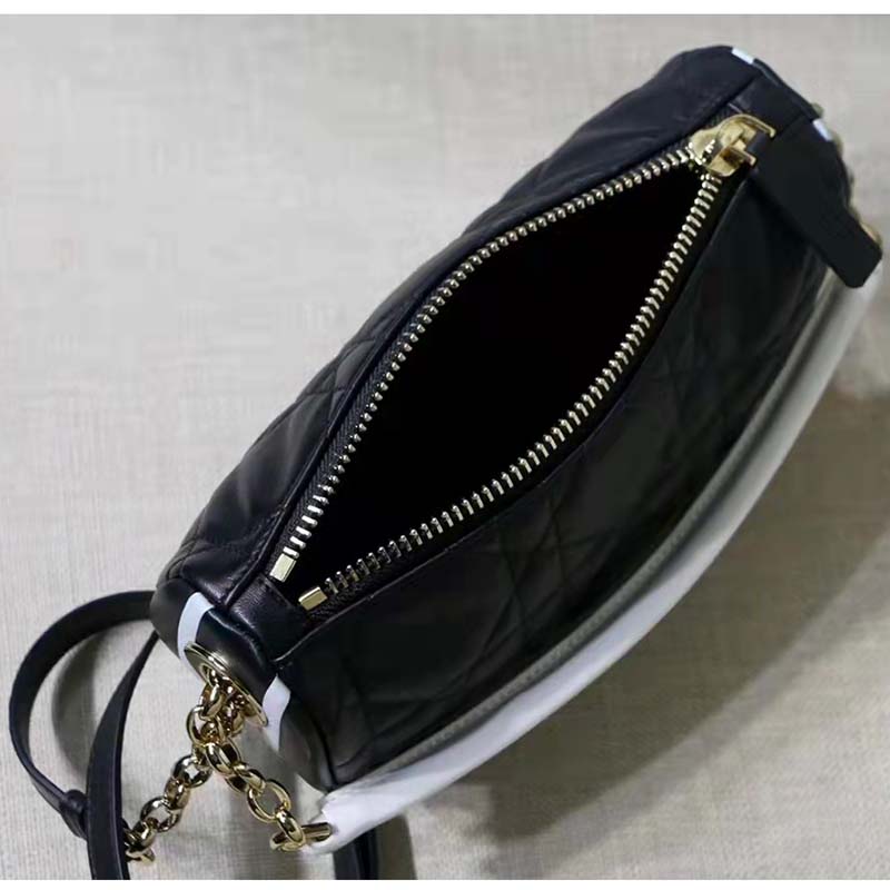 Dior Women CD Small Dior Vibe Hobo Bag Black Cannage Lambskin