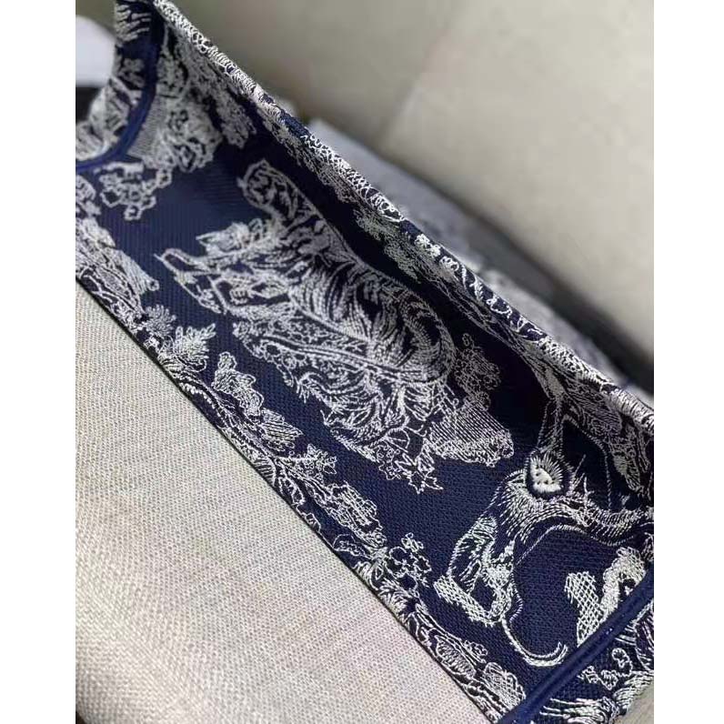 Dior Unisex Medium Book Tote Blue Toile De Jouy Reverse Embroidery