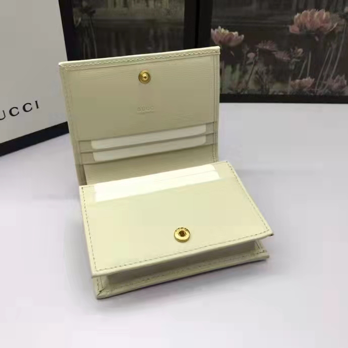 Gucci GG Unisex 1955 Horsebit Card Case Wallet Beige Ebony GG Supreme Canvas