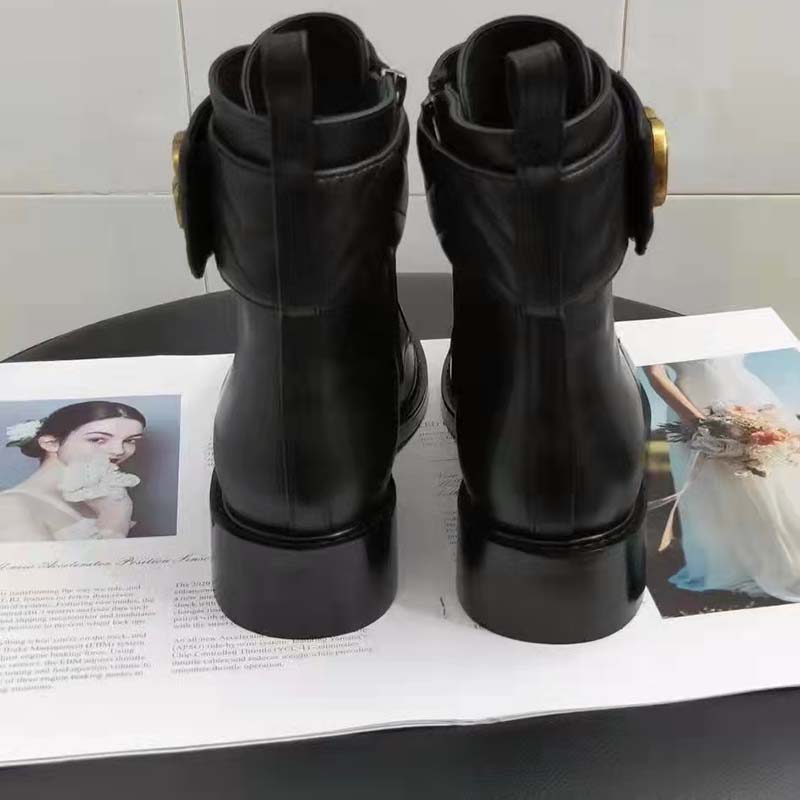 Gucci GG Women’s Ankle Boot Double G Black Leather Tonal Matelassé