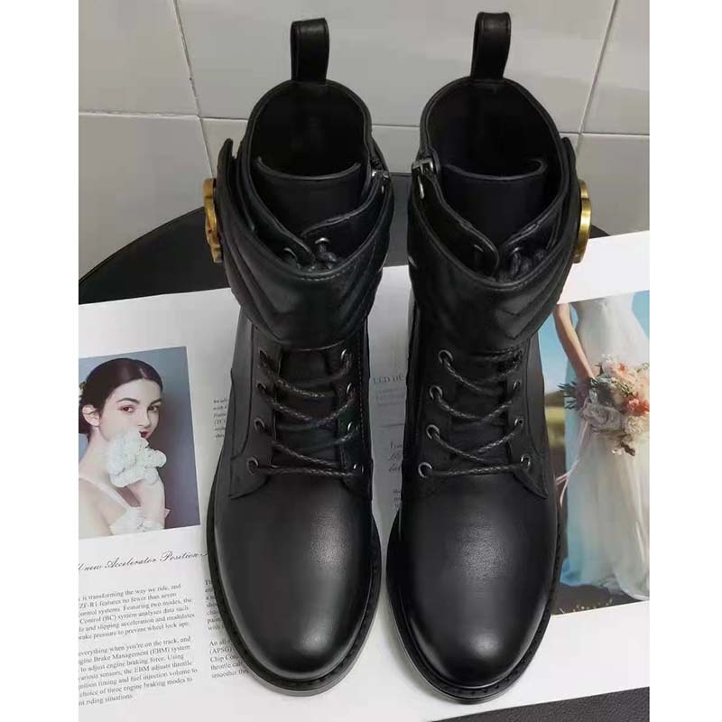Gucci GG Women’s Ankle Boot Double G Black Leather Tonal Matelassé
