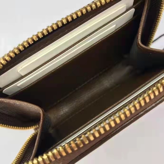 Gucci Unisex 1955 Horsebit Card Case Wallet Beige Ebony GG Supreme Canvas