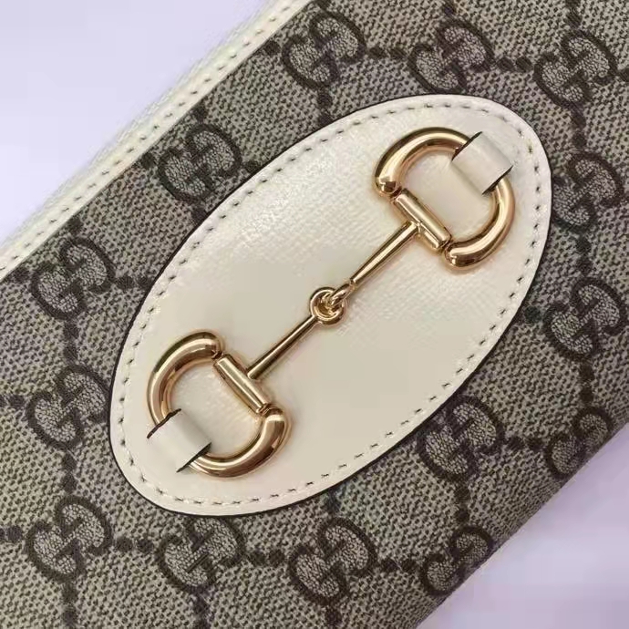 Gucci Unisex 1955 Horsebit Zip Around Wallet Beige Ebony GG Supreme Canvas