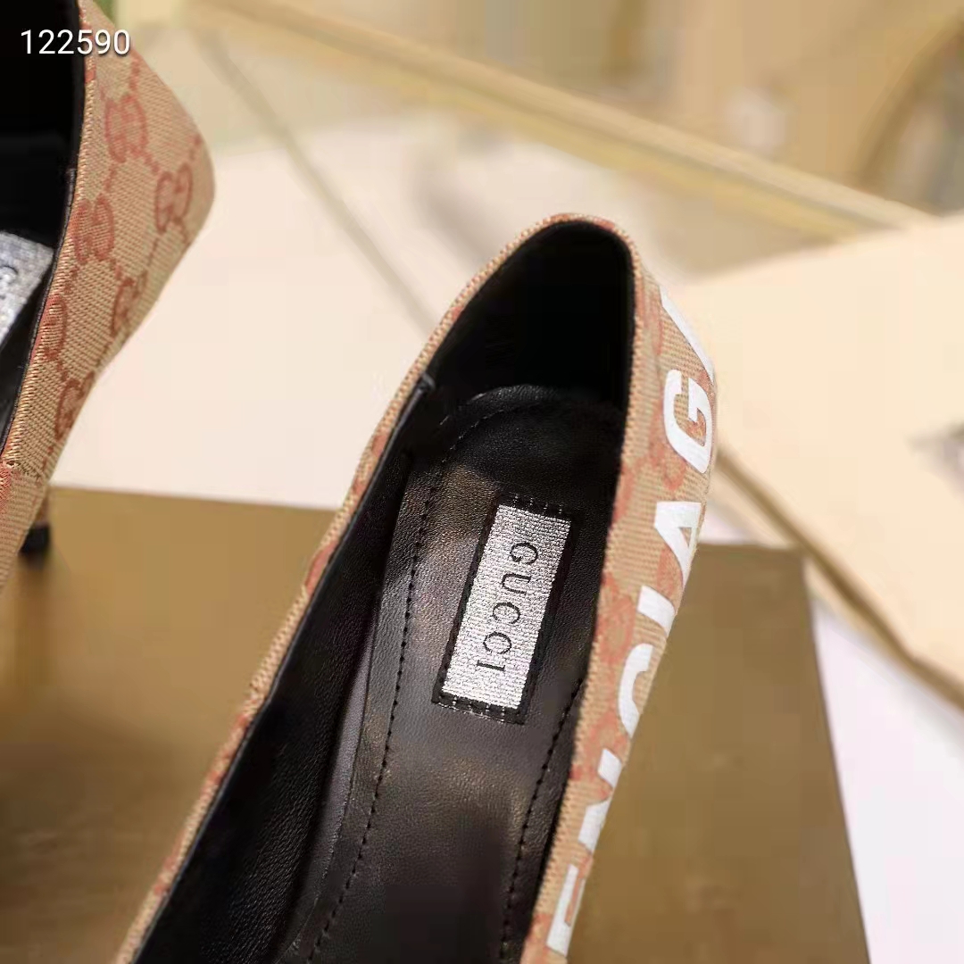 Gucci Women The Hacker Project Square Knife Pump Beige Original GG Canvas
