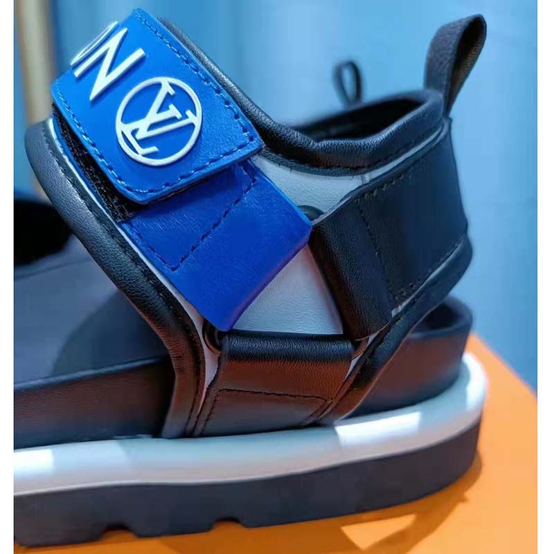 Louis Vuitton Unisex Pool Pillow Flat Comfort Sandal Blue Calf Leather