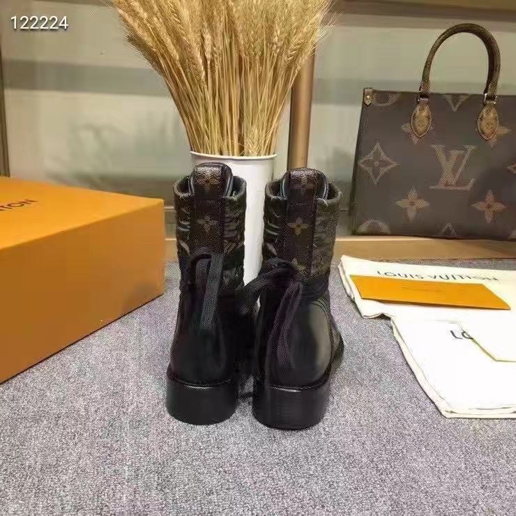 Louis Vuitton Women Laureate Platform Desert Boot Embroidered Nylon Suede Calf Leather