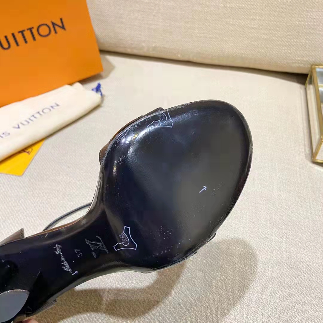 Louis Vuitton Women Podium Platform Sandal Black Calf Leather Glazed 11.5 cm Heel