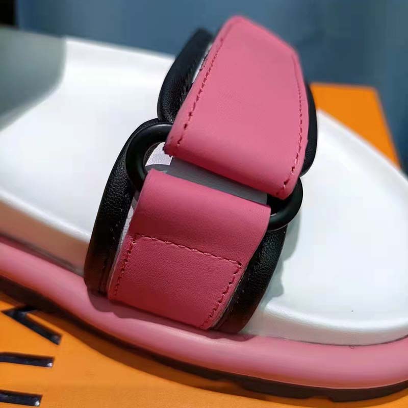 Louis Vuitton Women Pool Pillow Flat Comfort Sandal Blue Calf Leather