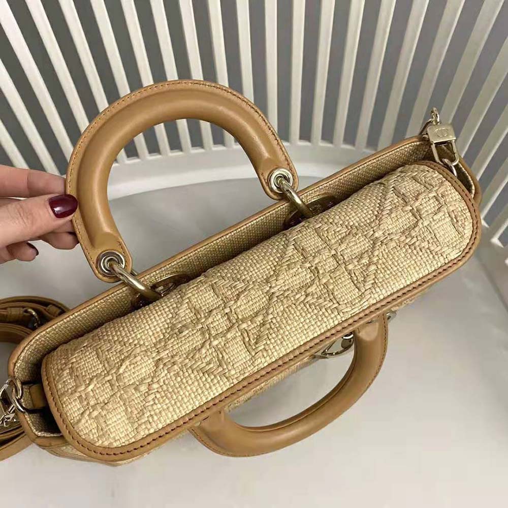 Dior Women CD Lady D-Joy Bag Beige Natural Cannage Raffia