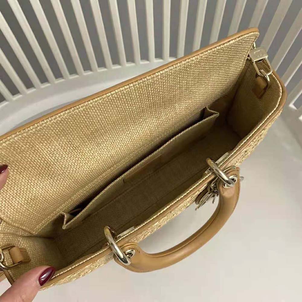 Dior Women CD Lady D-Joy Bag Beige Natural Cannage Raffia