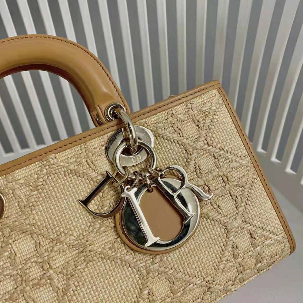 Dior Women CD Lady D-Joy Bag Beige Natural Cannage Raffia