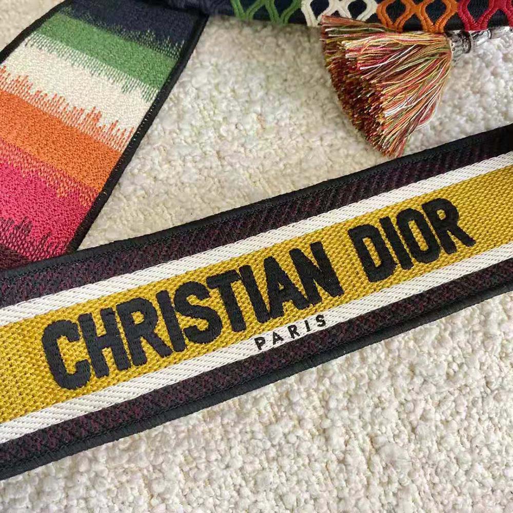 Dior Women D-Bubble Bucket Bag Multicolor Mesh Embroidery