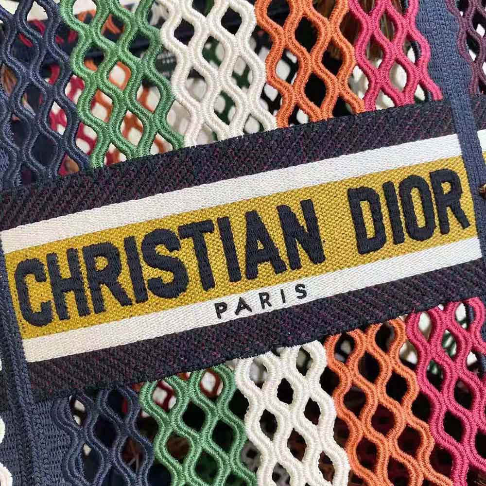Dior Women D-Bubble Bucket Bag Multicolor Mesh Embroidery
