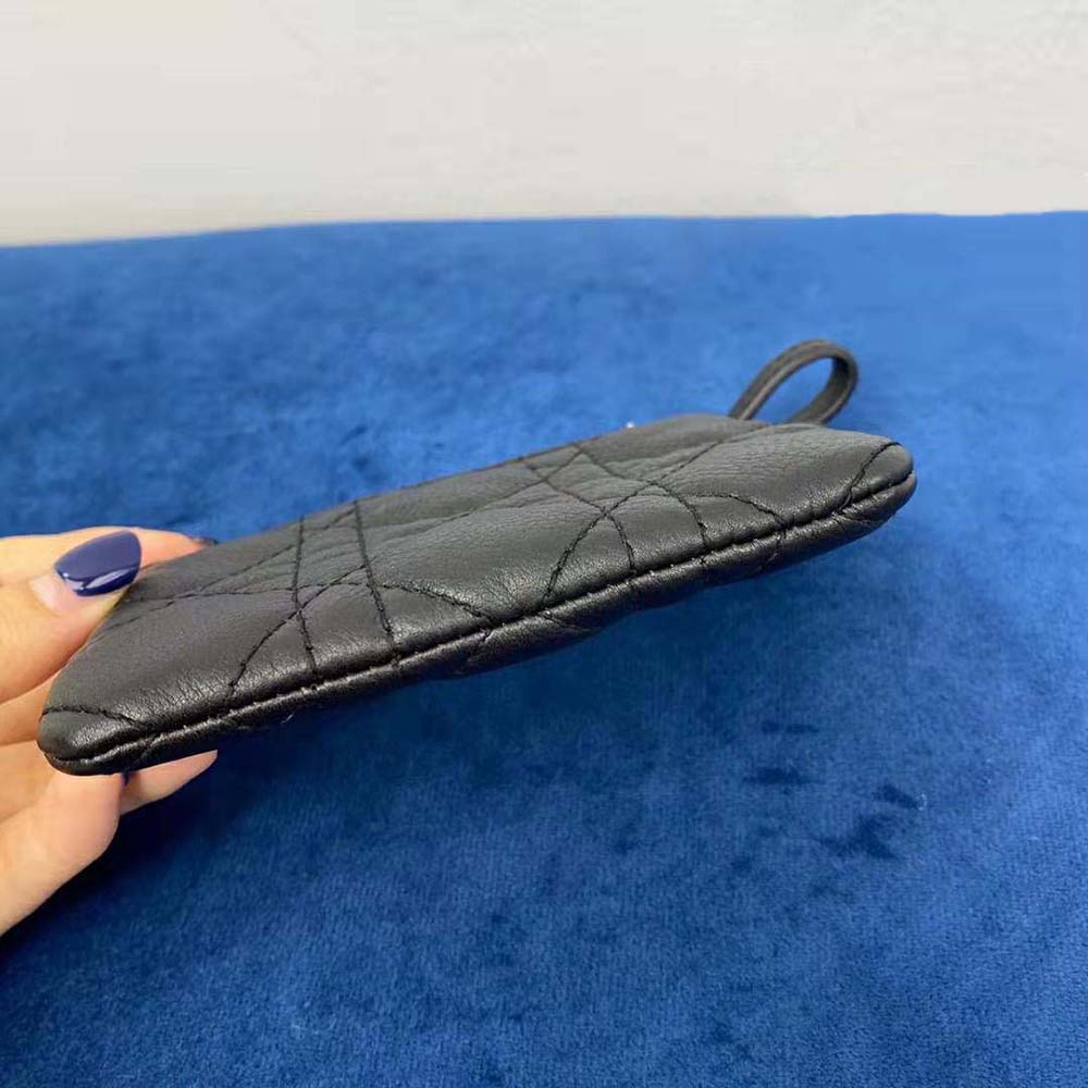 Dior Women Dior Caro Multifunctional Pouch Black Supple Cannage Calfskin