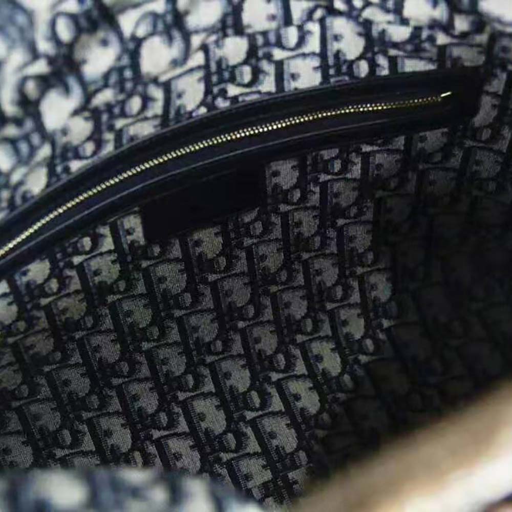 Dior Women Dior Wicker Basket Bag Blue Dior Oblique Jacquard and Natural Wicker